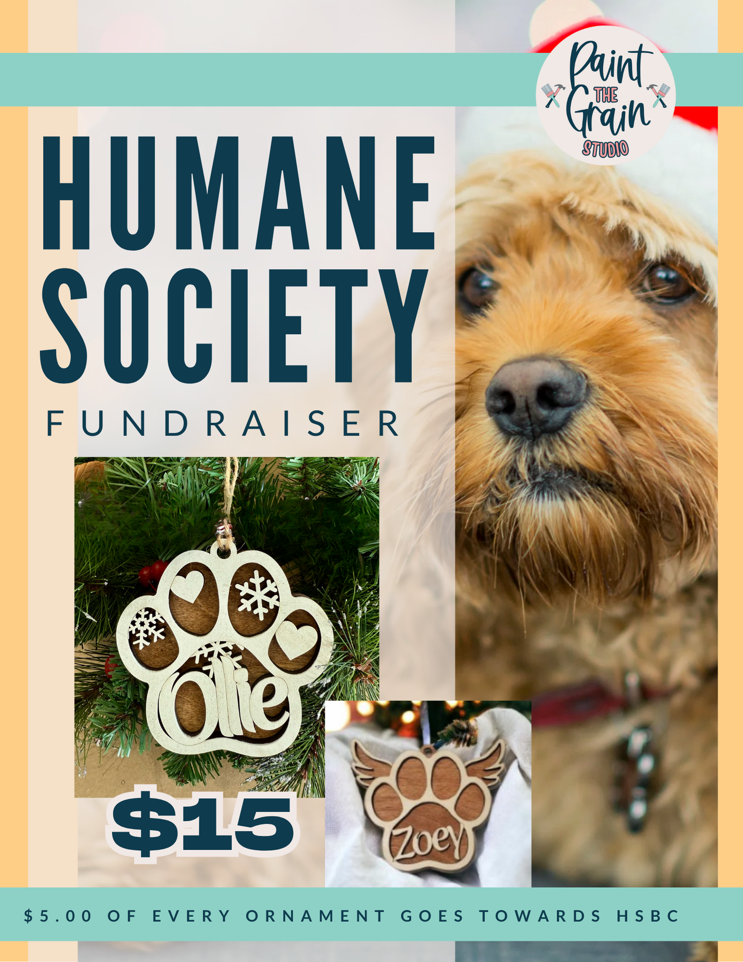 Humane Society Fundraiser- Personalized Paw Print Ornament