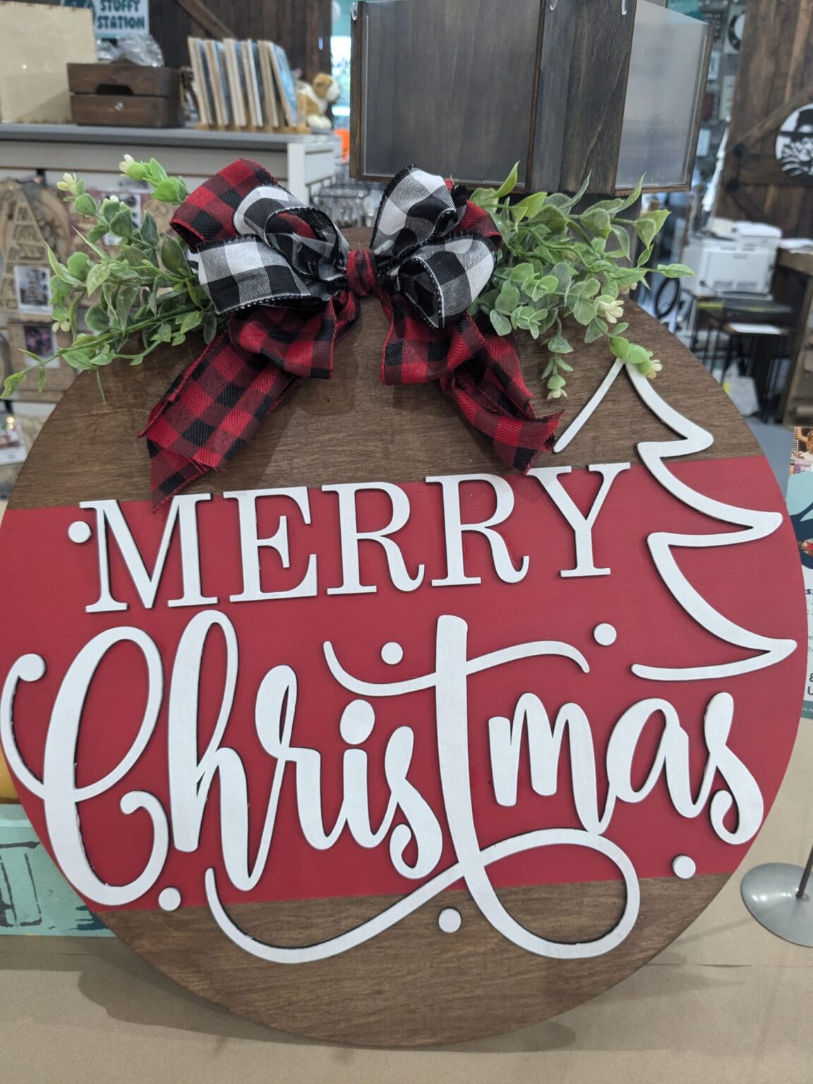 Merry Christmas side tree 3D round