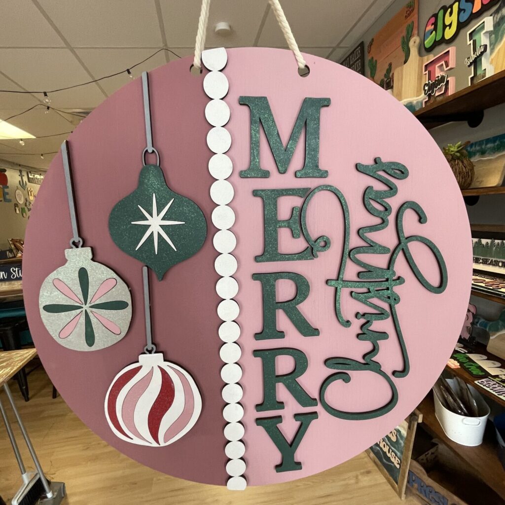 Vintage Merry Christmas 3D round