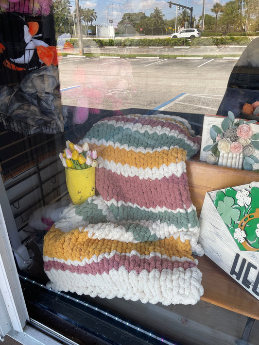 chunky knit blanket- 5 skein (all pattern options)
