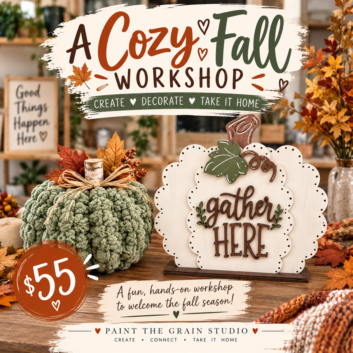 A Cozy Fall Workshop- Sept 17th or 27th