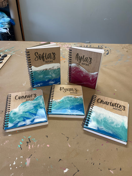 Epoxy pour custom notebooks