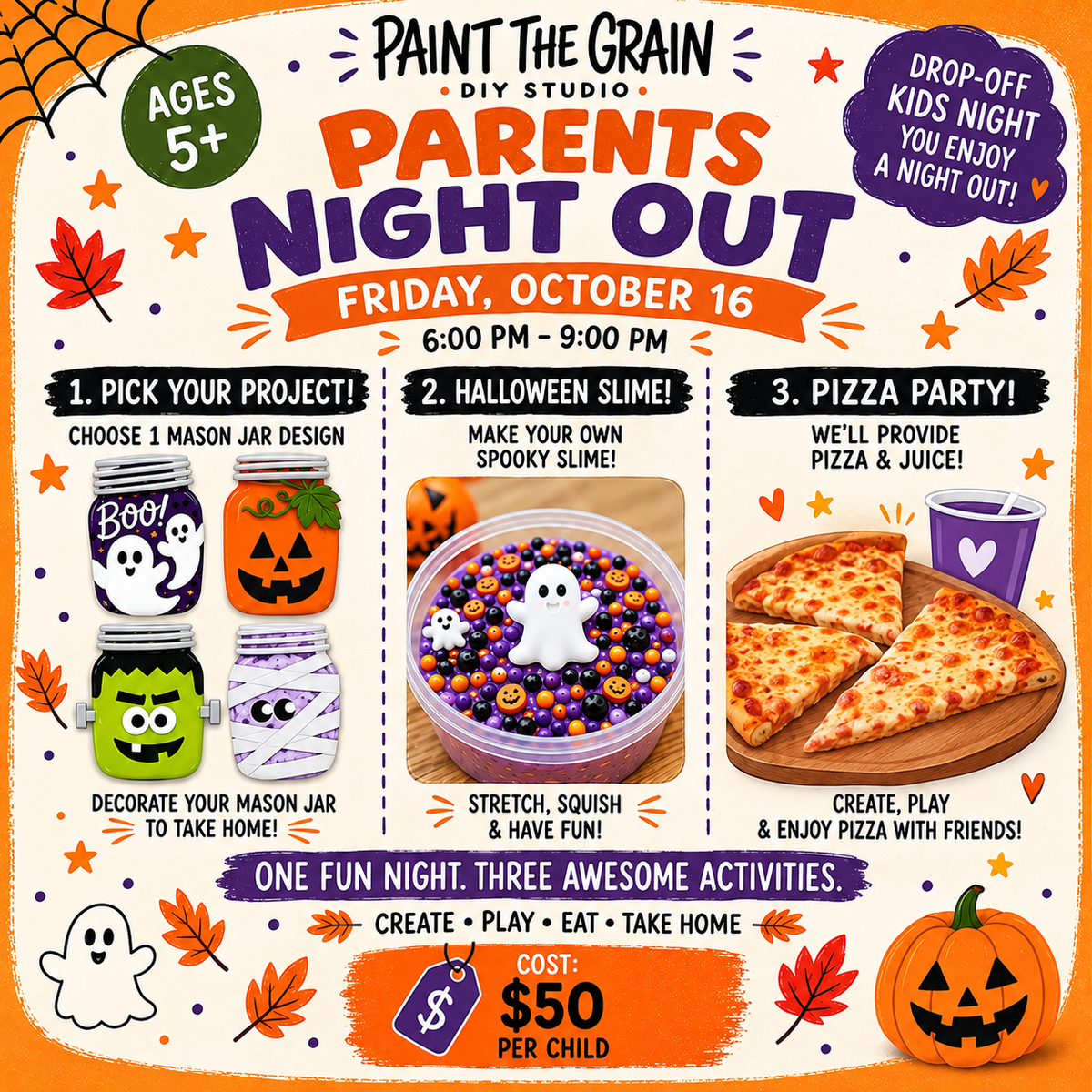 Parents Night Out!- OCT 16th 6-9 PM