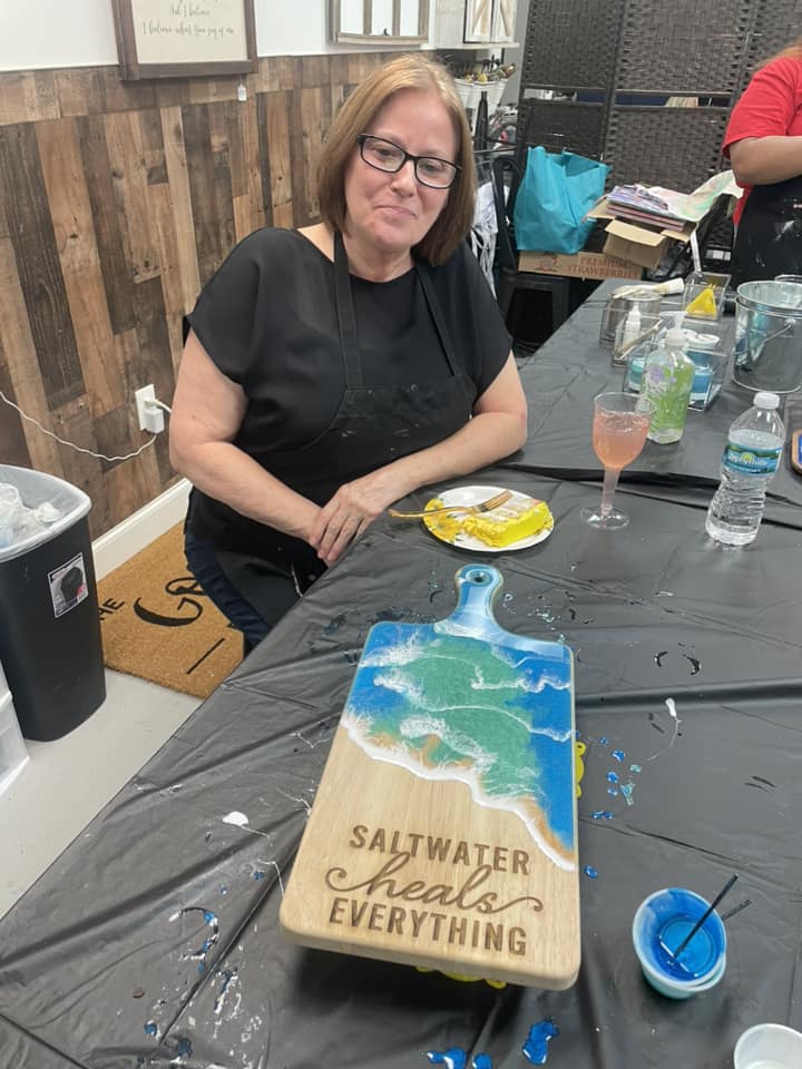 Epoxy Pour Cutting Board- Salt water heals everything