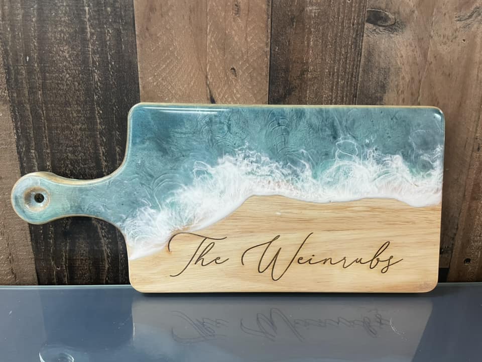 Epoxy Pour Cutting Board- personalized last name