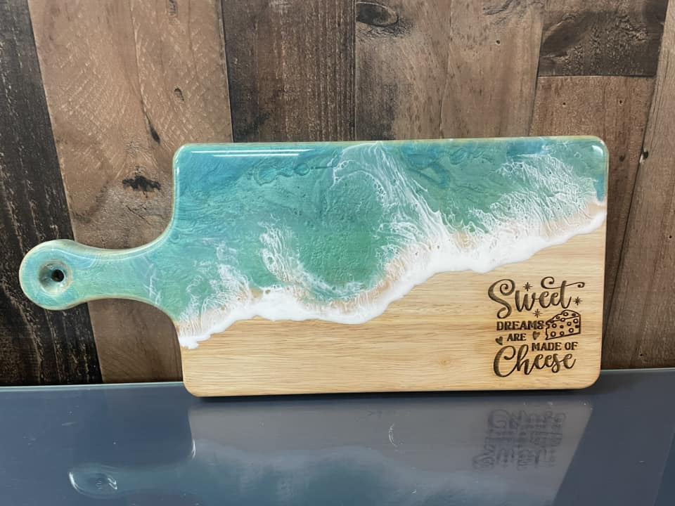 Epoxy Pour Cutting Board- Sweet Dreams are made of cheese