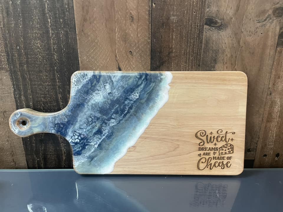 Epoxy Pour Cutting Board- Sweet Dreams are made of cheese