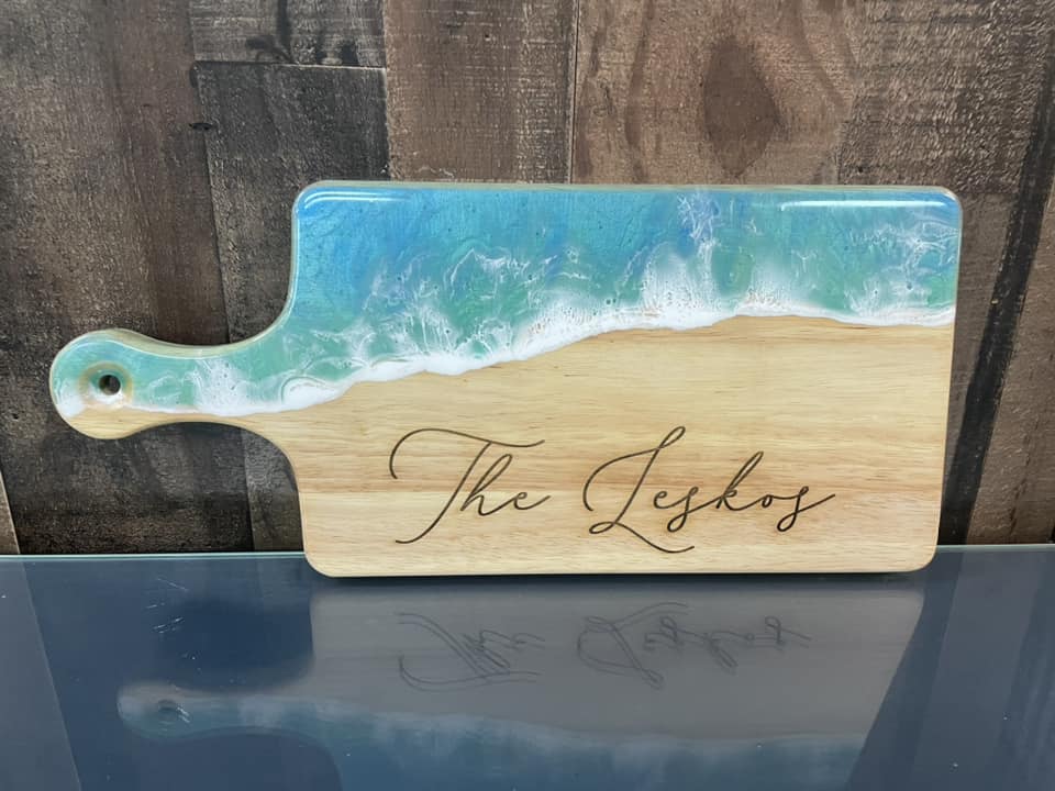 Epoxy Pour Cutting Board- personalized last name