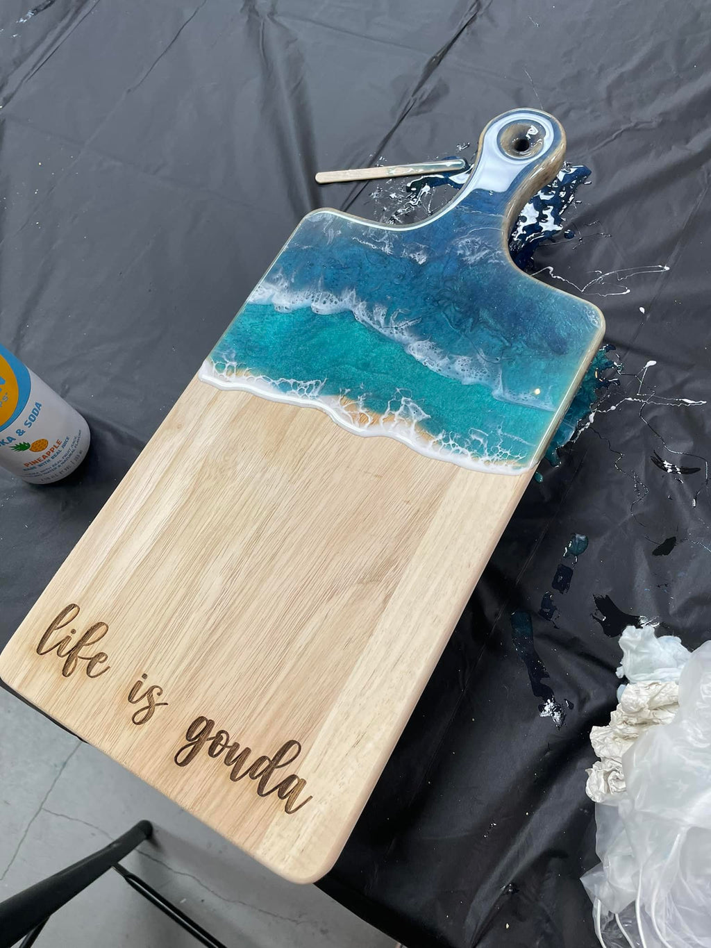 Epoxy Pour Cutting Board- Life is Gouda