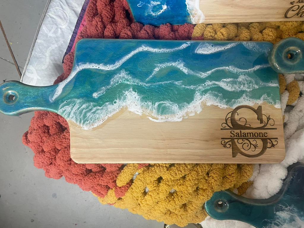 Epoxy Pour Cutting Board- Split Initial with name