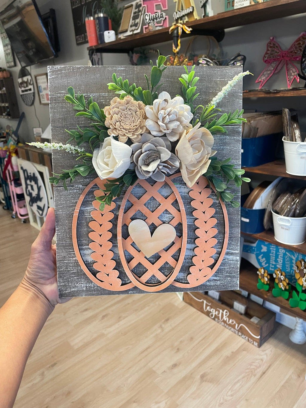 Wood Flower Pumpkin