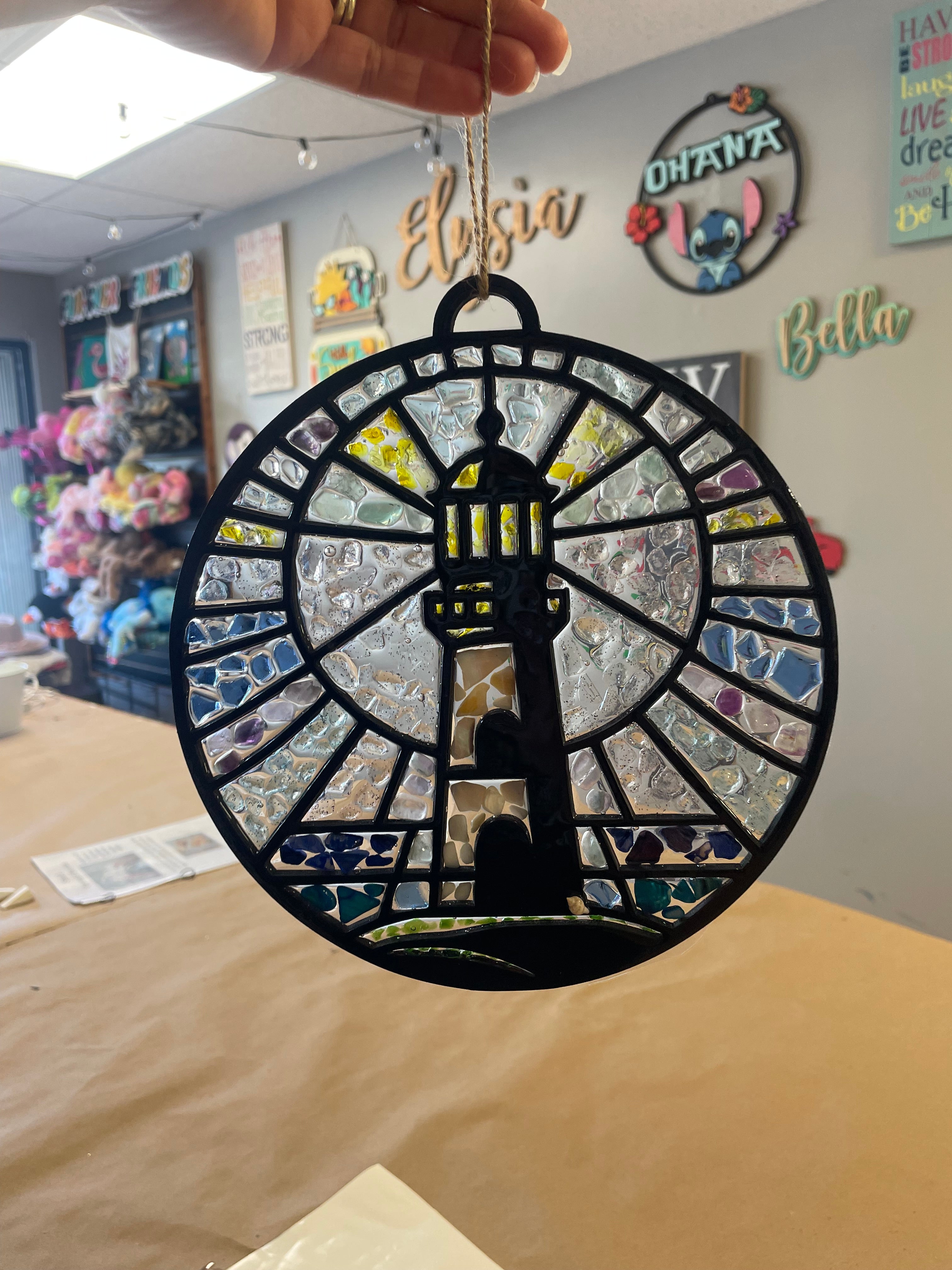 Seaglass and Resin Lighthouse