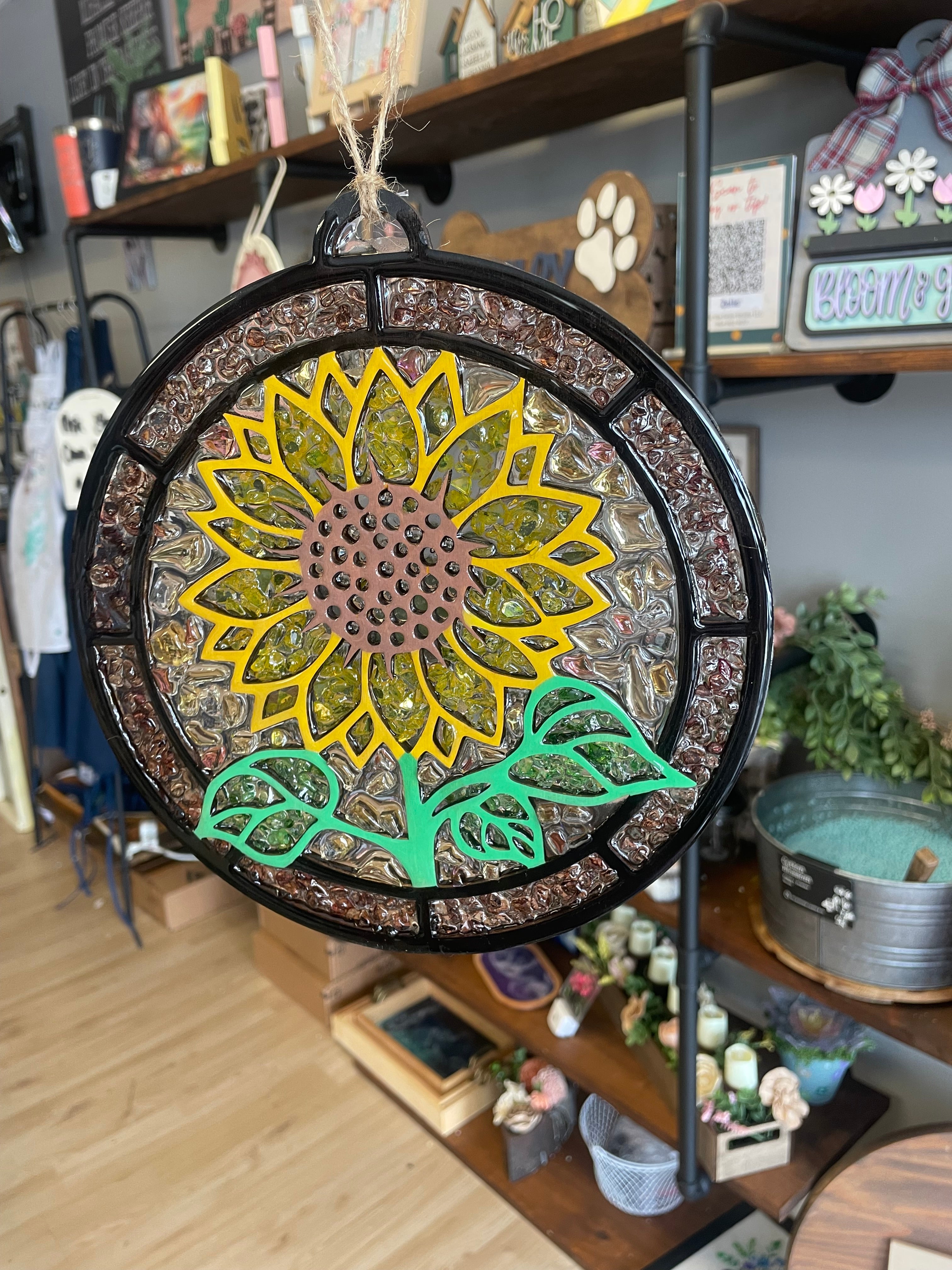 Seaglass and Resin Sunflower