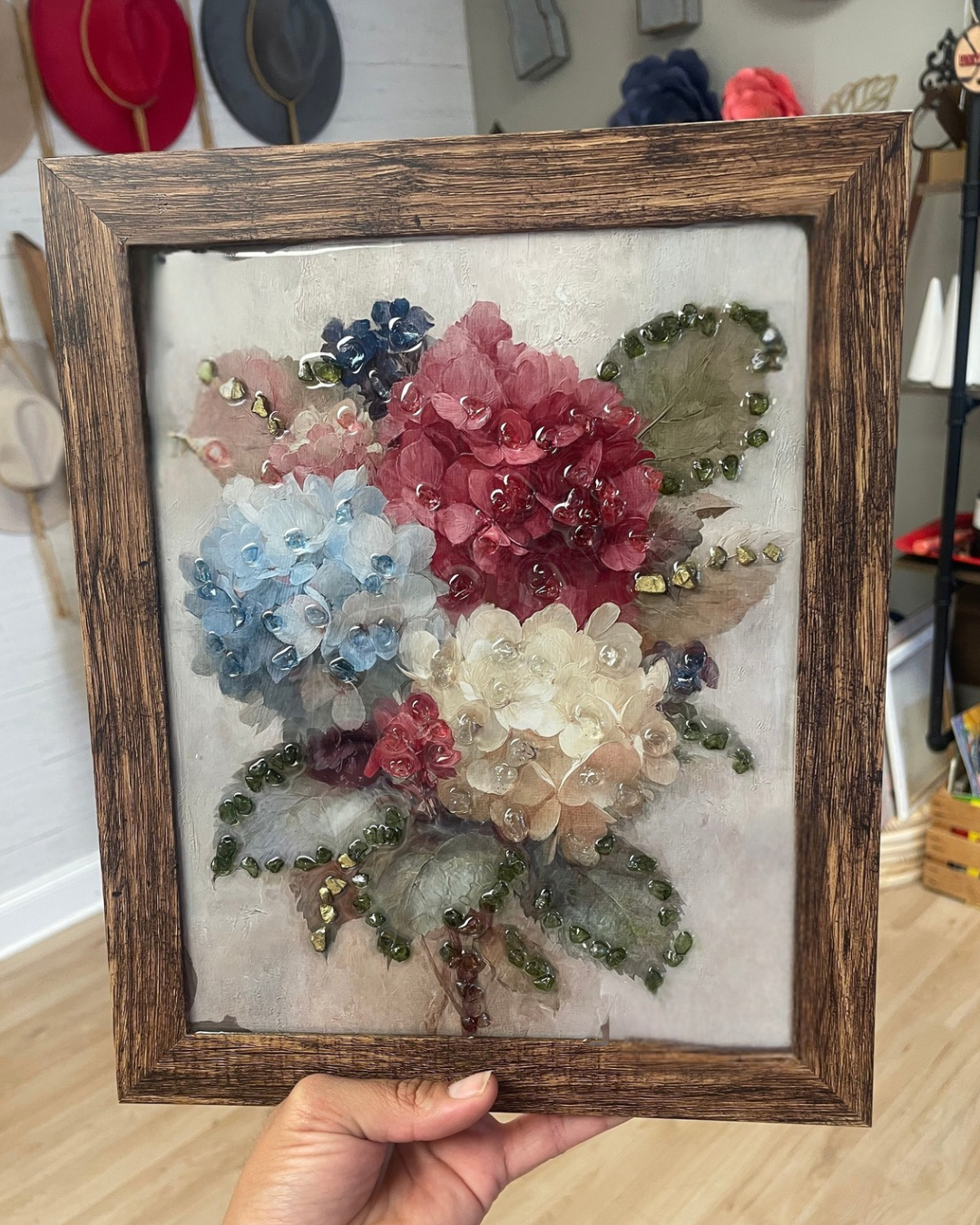 Hydrangea USA Embellished Resin Art Frame