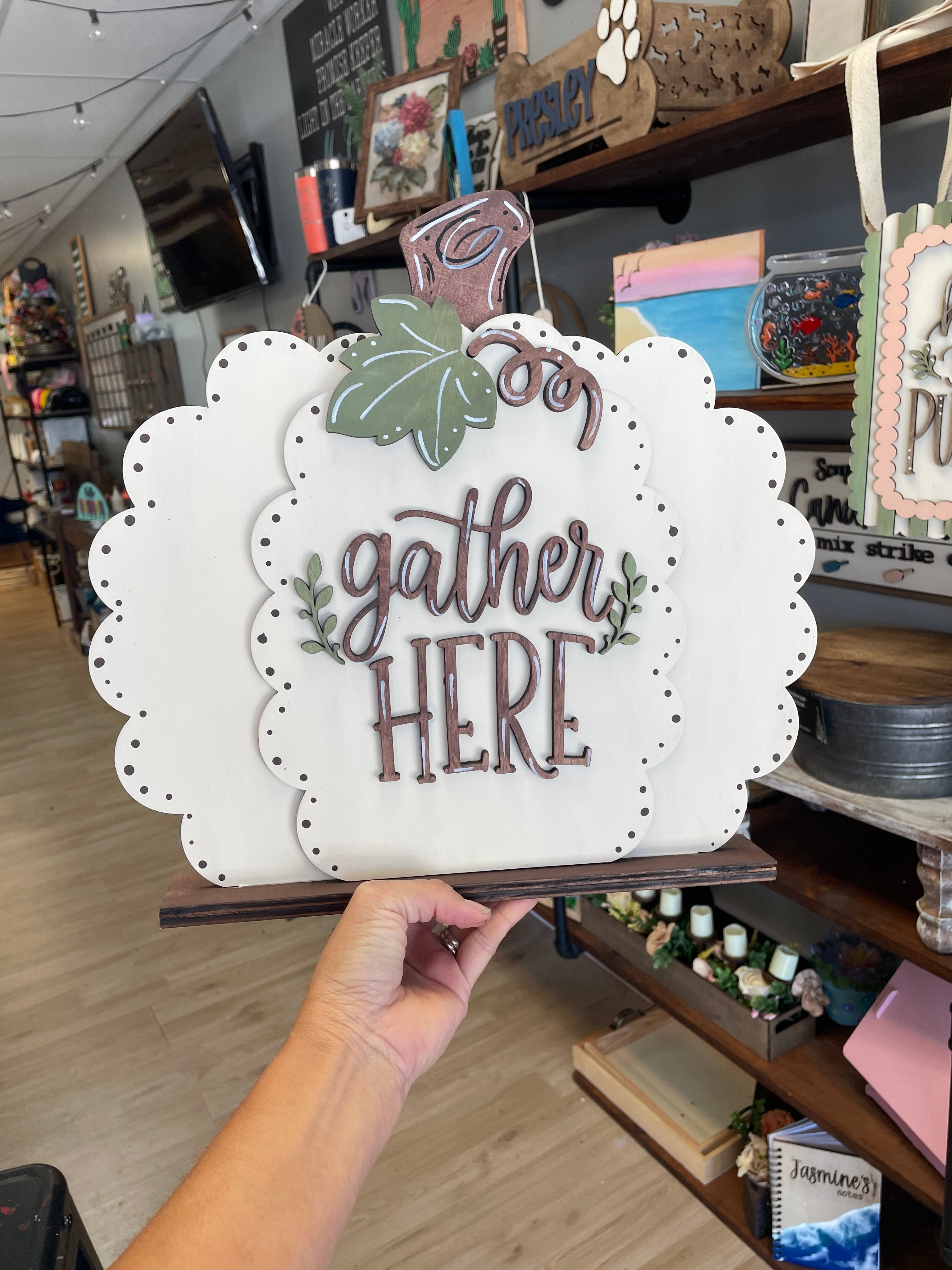 Gather Here- Pumpkin Shape stand