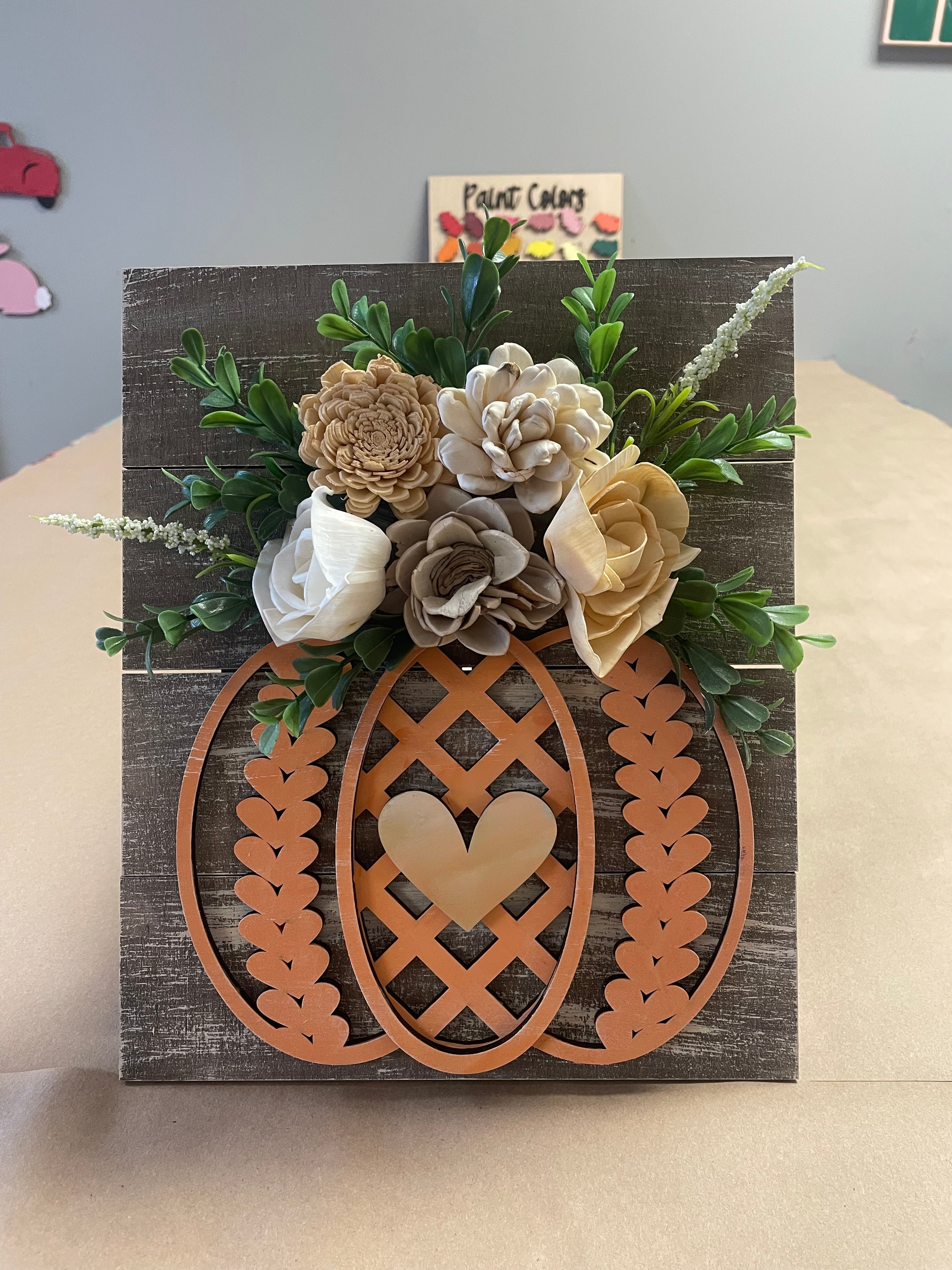 Wood Flower Pumpkin
