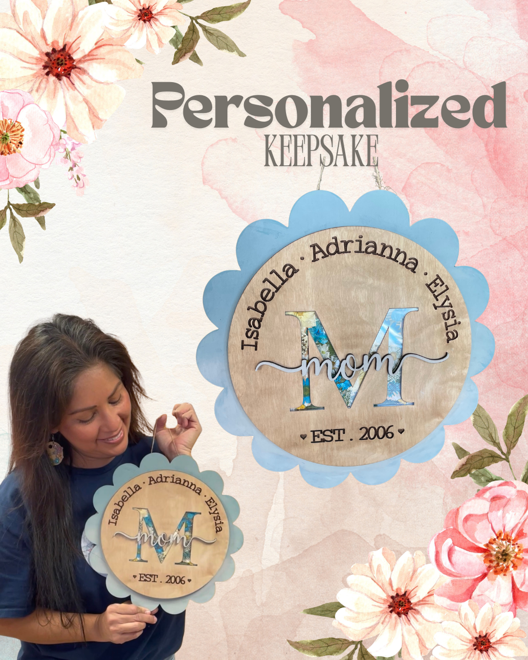 Personalized Floral Keepsake- Special for Mother's Day- Various Dates or FINISHED