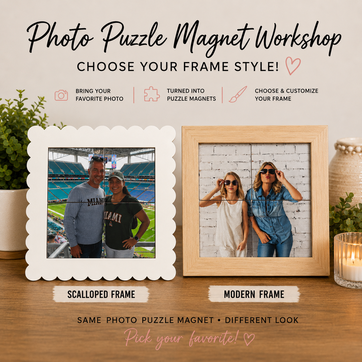 Puzzle Photo Magnet and Frame Workshop- August 23rd 2-4 PM
