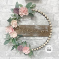 Wood Flower Beaded Wreath