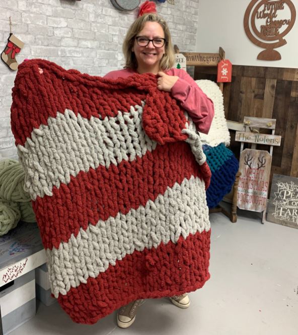 chunky knit blanket- 5 skein (all pattern options)