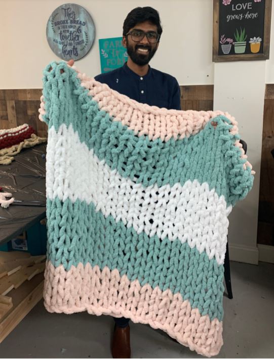 chunky knit blanket- 5 skein (all pattern options)