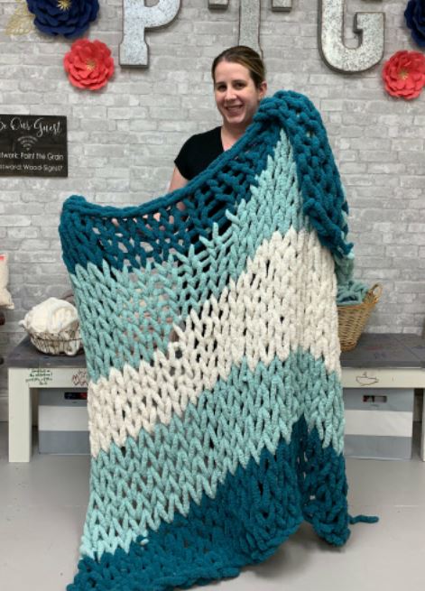 chunky knit blanket- 5 skein (all pattern options)
