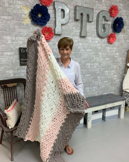 chunky knit blanket- 5 skein (all pattern options)