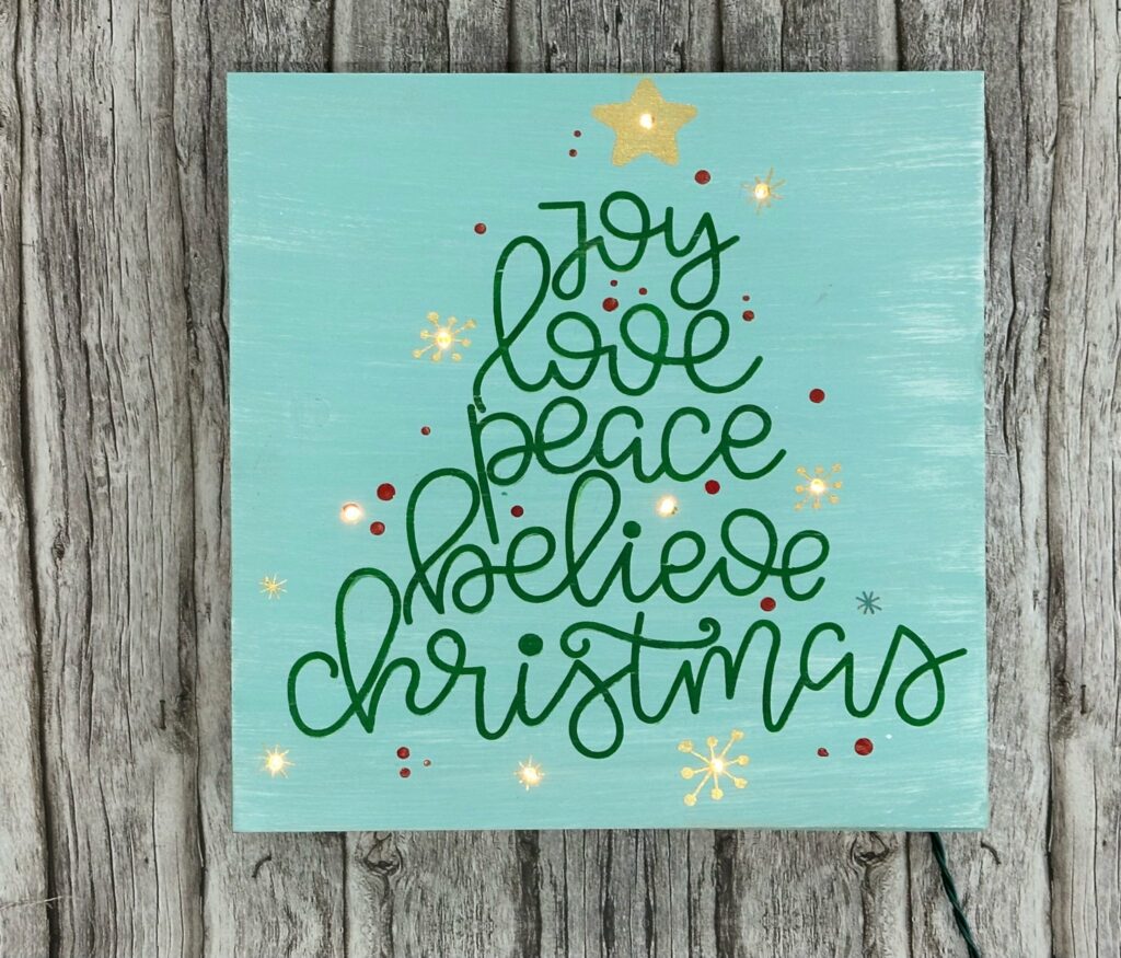 Christmas words tree lighted sign