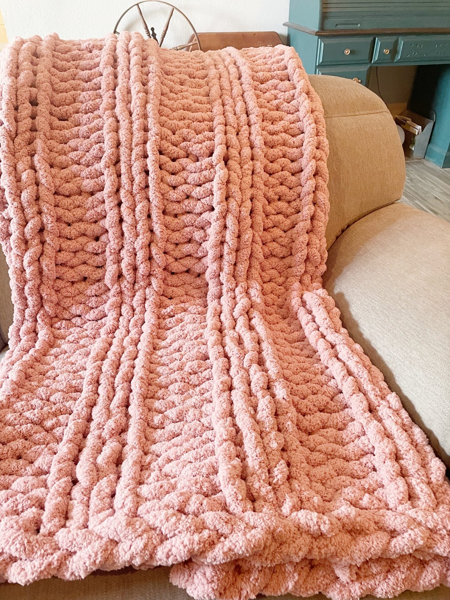 chunky knit blanket- 5 skein (all pattern options)