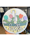 Hello- umbrella with flowers