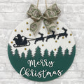 Merry Christmas santa and reindeer silhouette