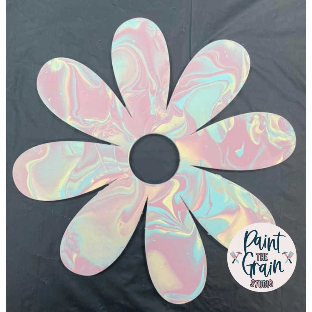 fluid art on a flower shape