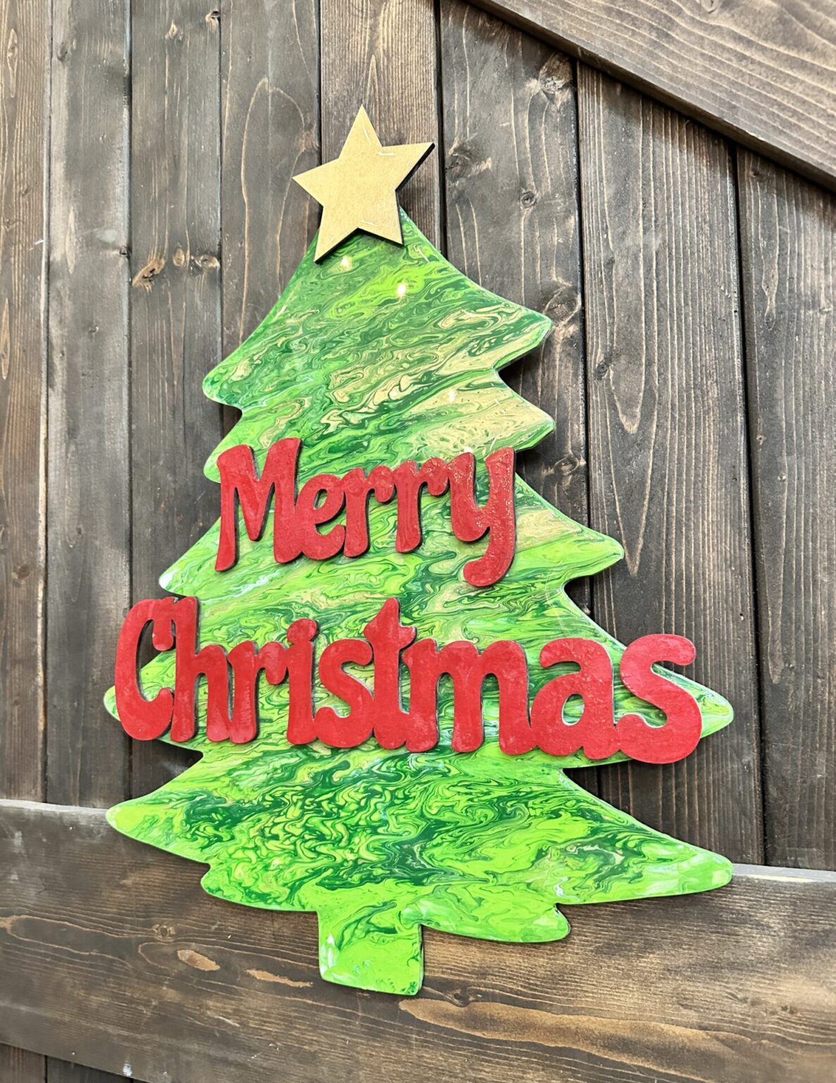 Christmas Tree Paint Pour Shape