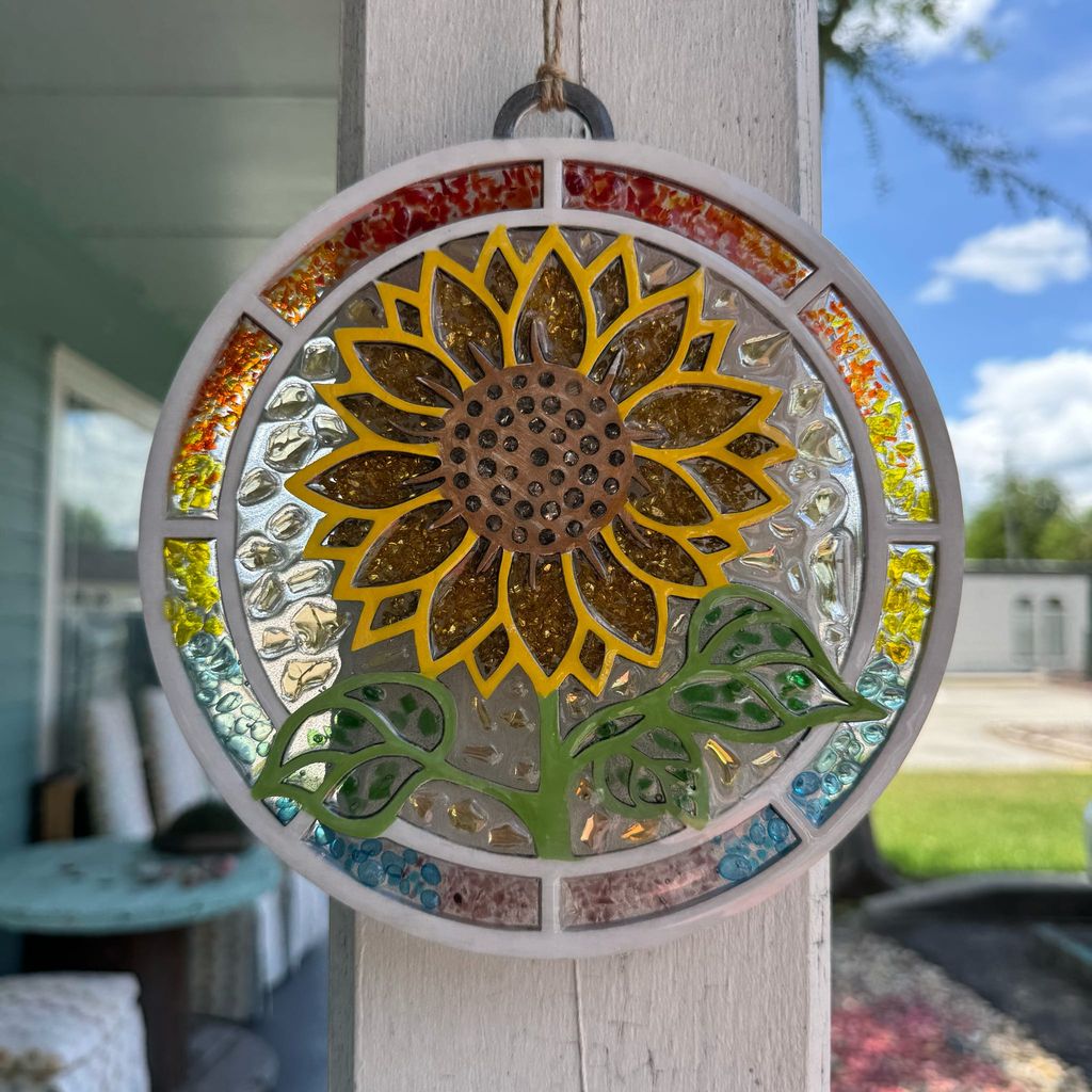 Seaglass and Resin Sunflower