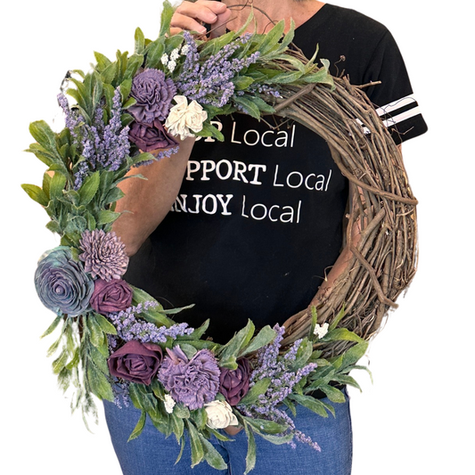 Wood Flower Wreath