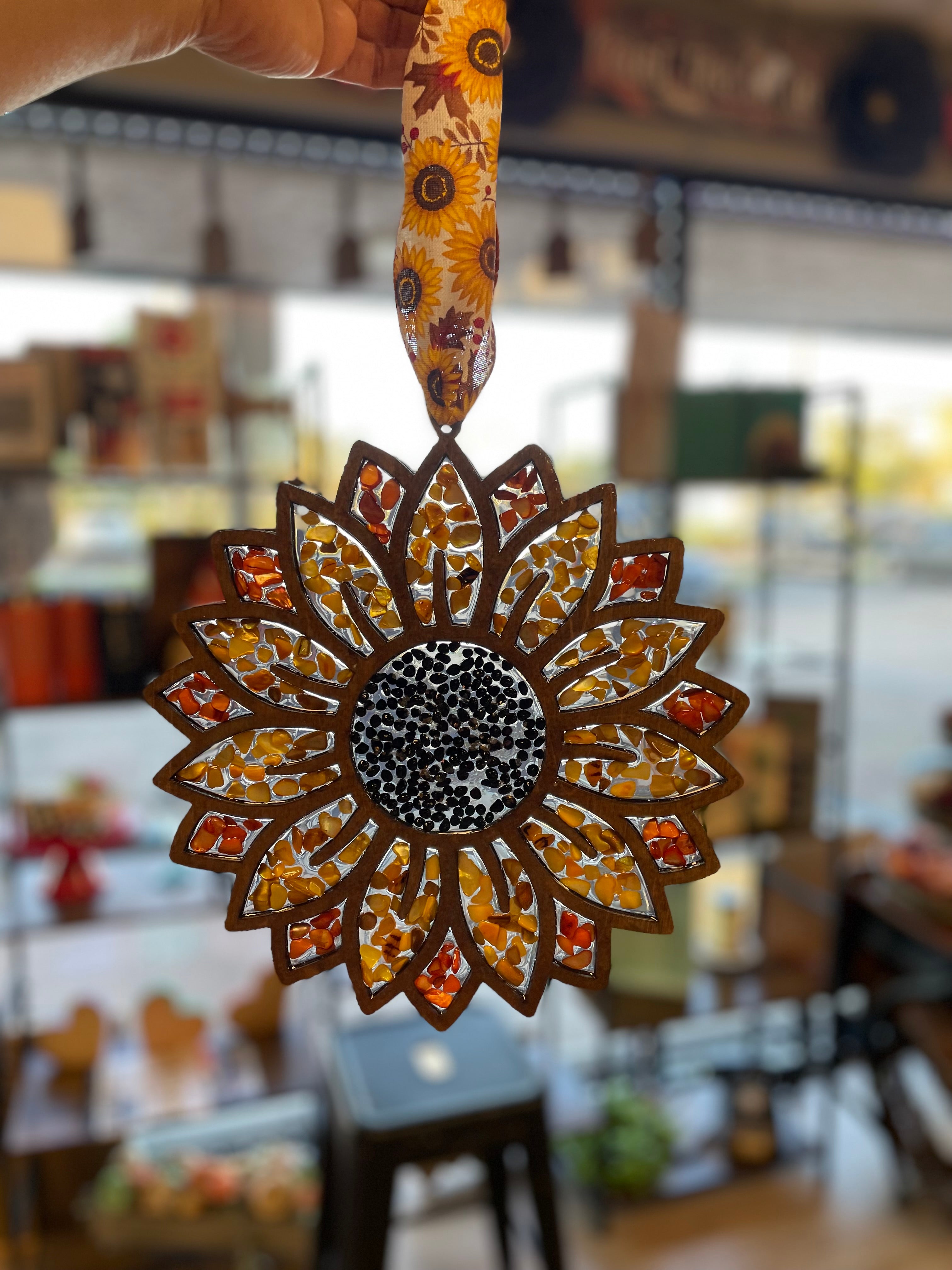 Seaglass and Resin Sunflower