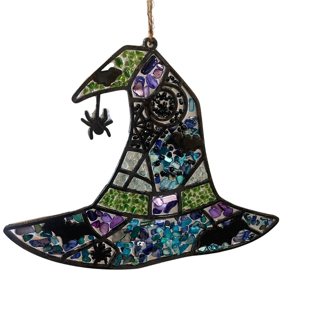 Seaglass and Resin witch hat