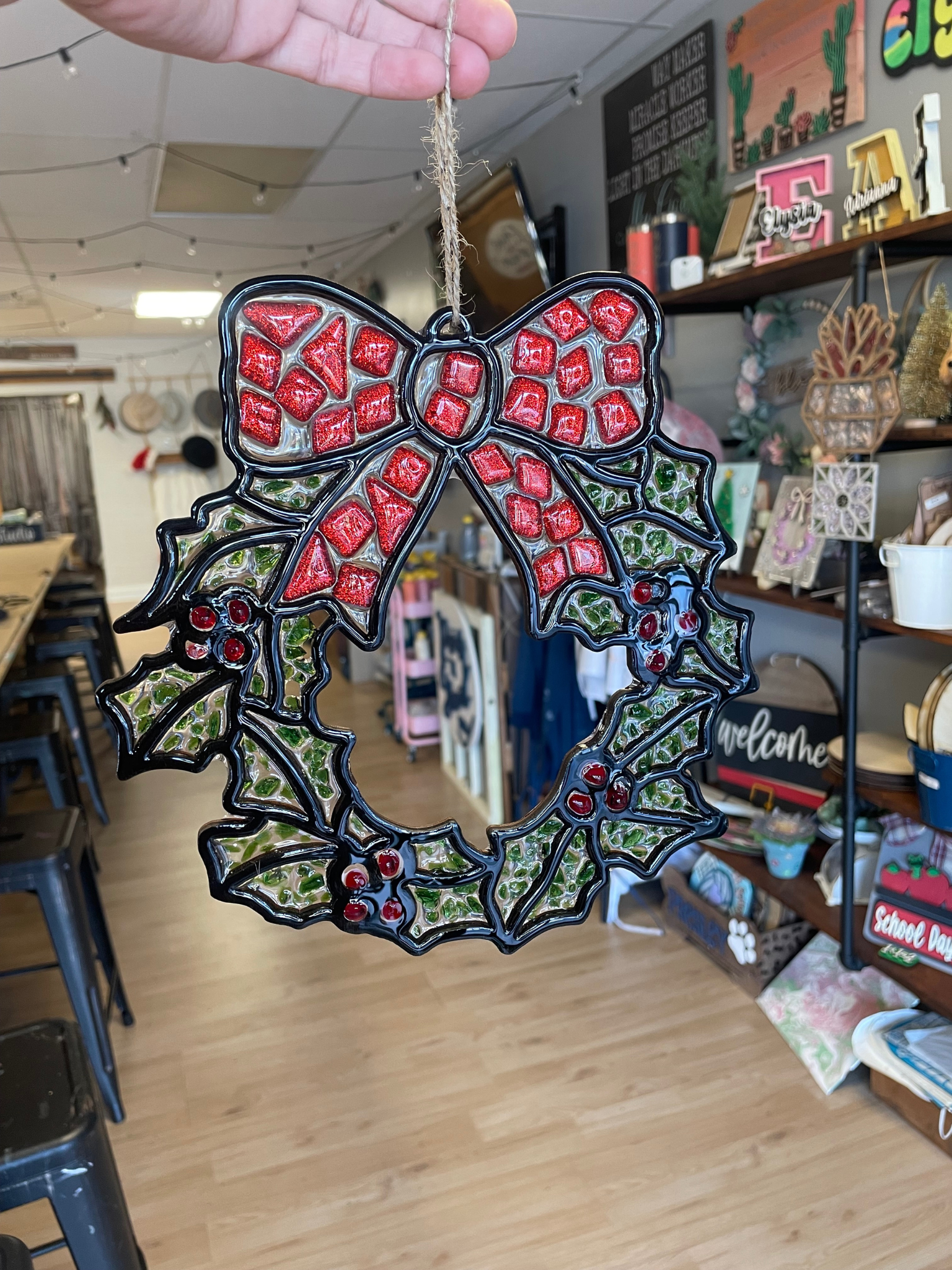 Seaglass and Resin Christmas Wreath